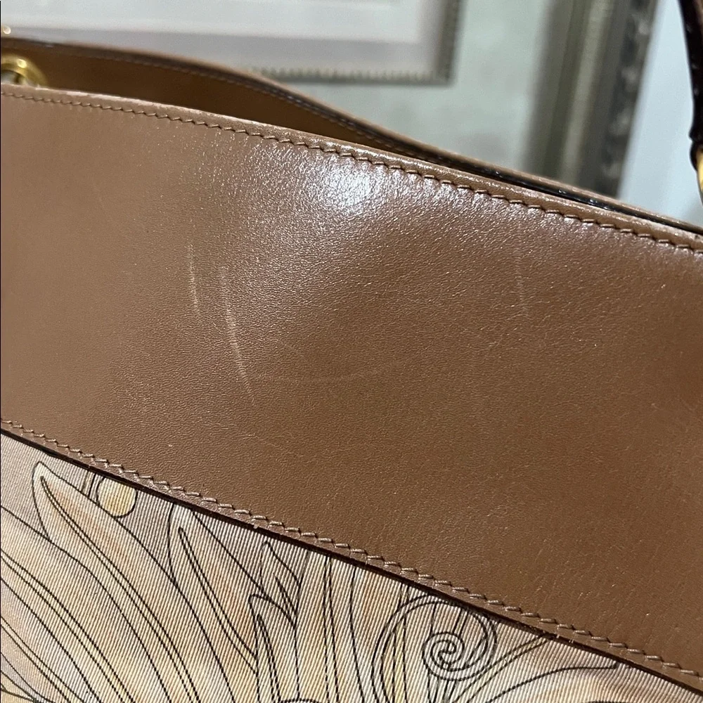 Salvatore Ferragamo Brown and Cream Floral Tote - Picture 14 of 17